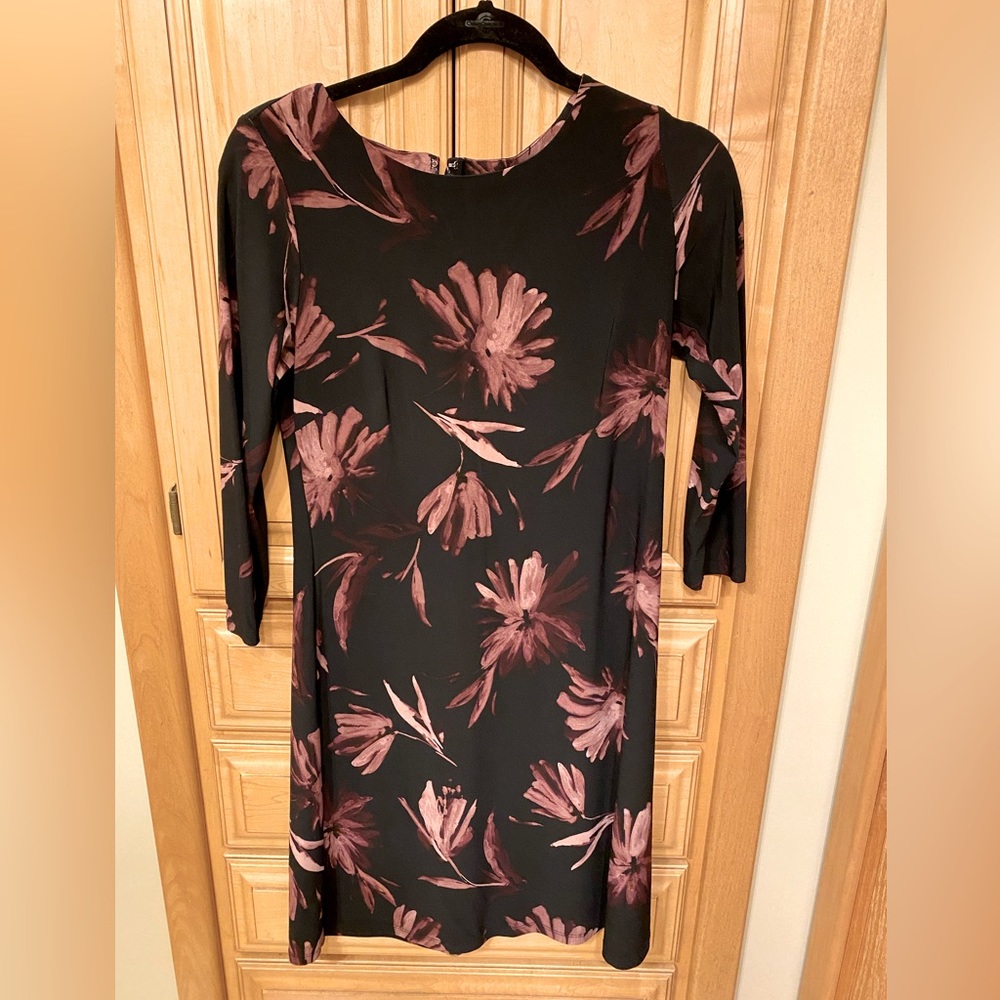 Tommy Hilfiger floral dress, black, plum, pink, size 4